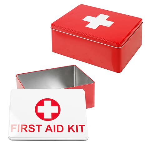 metal band aid storage box|empty first aid storage containers.